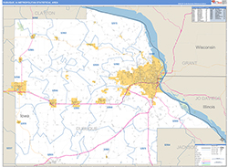 Dubuque Metro Area Wall Map Basic Style 2026