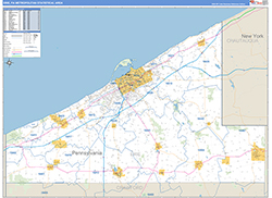 Erie Metro Area Wall Map Basic Style 2026