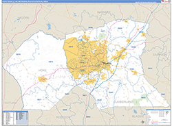 Fayetteville Metro Area Wall Map Basic Style 2026