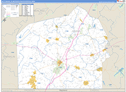 Gettysburg Metro Area Wall Map Basic Style 2026