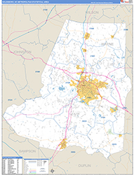 Goldsboro Metro Area Wall Map Basic Style 2026