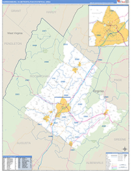 Harrisonburg Metro Area Wall Map Basic Style 2026