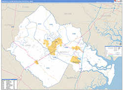 Hinesville Metro Area Wall Map Basic Style 2026