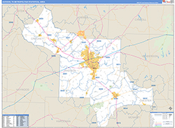 Jackson Metro Area Wall Map Basic Style 2026