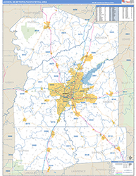 Jackson Metro Area Wall Map Basic Style 2026