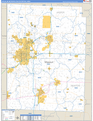 Joplin Metro Area Wall Map Basic Style 2026