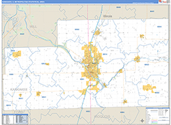 Kankakee Metro Area Wall Map Basic Style 2026