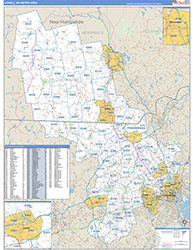 Lowell Metro Area Wall Map Basic Style 2026