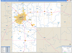 Lubbock Metro Area Wall Map Basic Style 2026