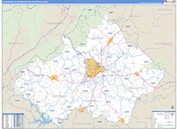 Lynchburg Metro Area Wall Map Basic Style 2026