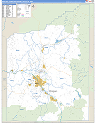 Medford Metro Area Wall Map Basic Style 2026
