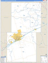 Midland Metro Area Wall Map Basic Style 2026