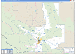 Missoula Metro Area Wall Map Basic Style 2026