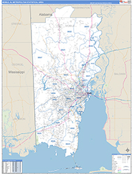 Mobile Metro Area Wall Map Basic Style 2026