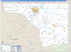 Morgantown Metro Area Wall Map Basic Style 2026