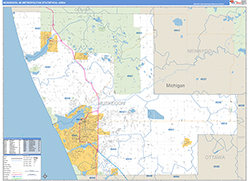 Muskegon Metro Area Wall Map Basic Style 2026