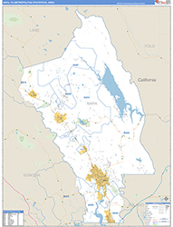 Napa Metro Area Wall Map Basic Style 2026