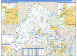 Newark Metro Area Wall Map Basic Style 2026