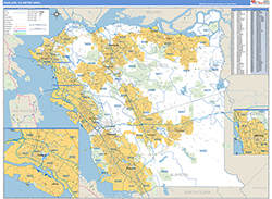 Oakland Metro Area Wall Map Basic Style 2026