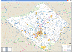 Reading Metro Area Wall Map Basic Style 2026