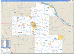 Rochester Metro Area Wall Map Basic Style 2026