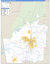 Rome Metro Area Wall Map Basic Style 2026