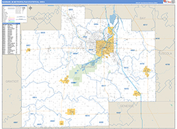 Saginaw Metro Area Wall Map Basic Style 2026