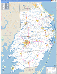 Salisbury Metro Area Wall Map Basic Style 2026