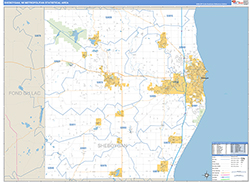 Sheboygan Metro Area Wall Map Basic Style 2026
