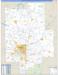 Springfield Metro Area Wall Map Basic Style 2026