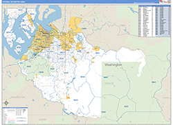 Tacoma Metro Area Wall Map Basic Style 2026