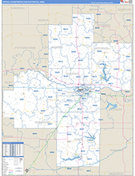Topeka Metro Area Wall Map Basic Style 2026