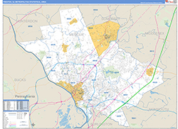 Trenton Metro Area Wall Map Basic Style 2026