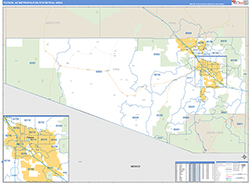 Tucson Metro Area Wall Map Basic Style 2026
