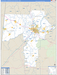 Tuscaloosa Metro Area Wall Map Basic Style 2026