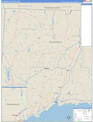 Waterbury Metro Area Wall Map Basic Style 2026