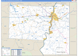 Wheeling Metro Area Wall Map Basic Style 2026