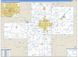 Wichita Metro Area Wall Map Basic Style 2026