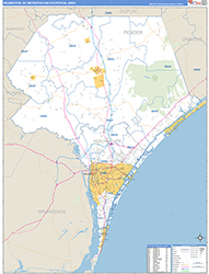 Wilmington Metro Area Wall Map Basic Style 2026