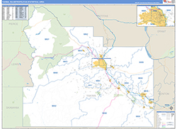 Yakima Metro Area Wall Map Basic Style 2026