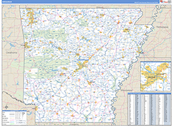 Arkansas Wall Map Zip Code Basic Style 2026
