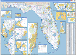 Florida Wall Map Zip Code Basic Style 2026