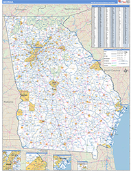 Georgia Wall Map Zip Code Basic Style 2026