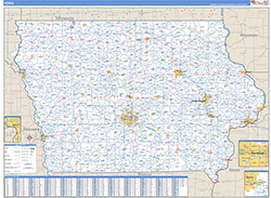 Iowa Wall Map Zip Code Basic Style 2026