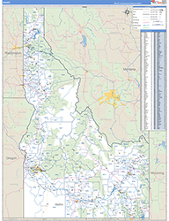 Idaho Wall Map Zip Code Basic Style 2026