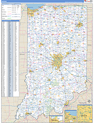 Indiana Wall Map Zip Code Basic Style 2026