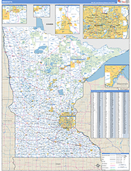 Minnesota Wall Map Zip Code Basic Style 2026