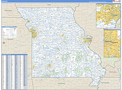 Missouri Wall Map Zip Code Basic Style 2026