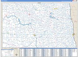 North Dakota Wall Map Zip Code Basic Style 2026