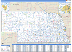 Nebraska Wall Map Zip Code Basic Style 2026